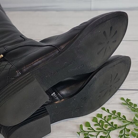 Isacc Mitzrah Imtory Black Knee-High Leather Boots Womens Size 7 - Picture 13 of 15